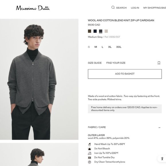 Massimo Dutti Men's Wool Blend Knit Zip-up Cardigan - Picture 4 of 6